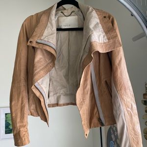 Yigal Azrouel tan leather moto jacket